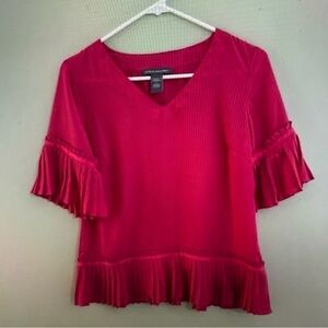Kate and Mallory Women's Pink Ruffle Sleeve Top